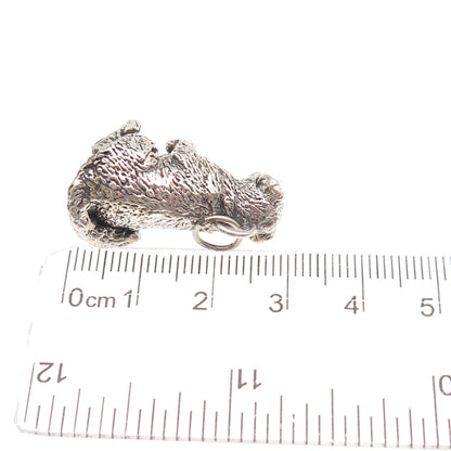 925 Sterling Silver Vintage Golden Retriever Dog Hollow 3D Charm Pendant