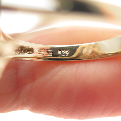 925 Sterling Silver Gold Plated Vintage Round & Baguette-Cut C Z Ring Size 8