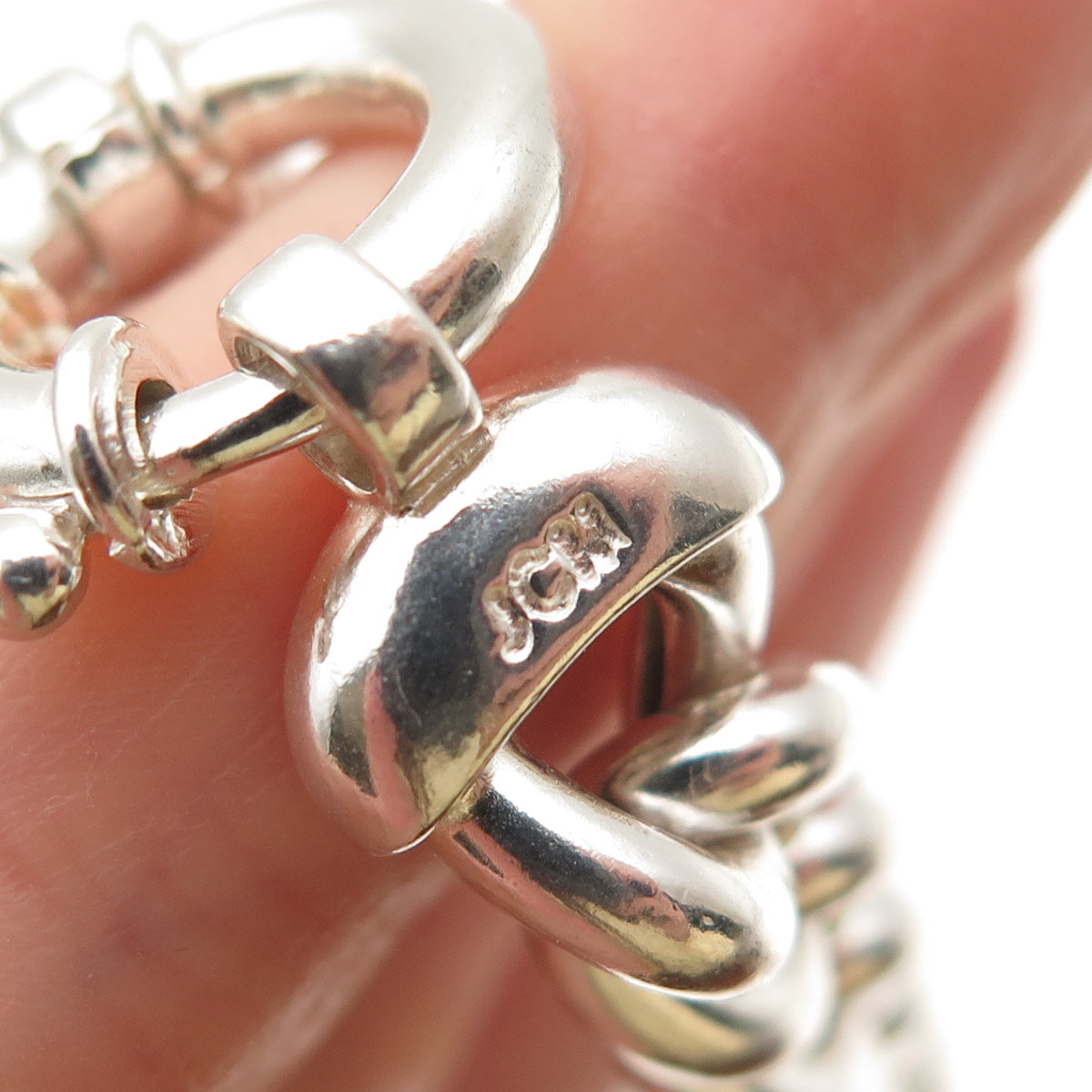 JCM Jacmel Mauritius 925 Sterling Silver Vintage Italy Cuban Link Bracelet 8"