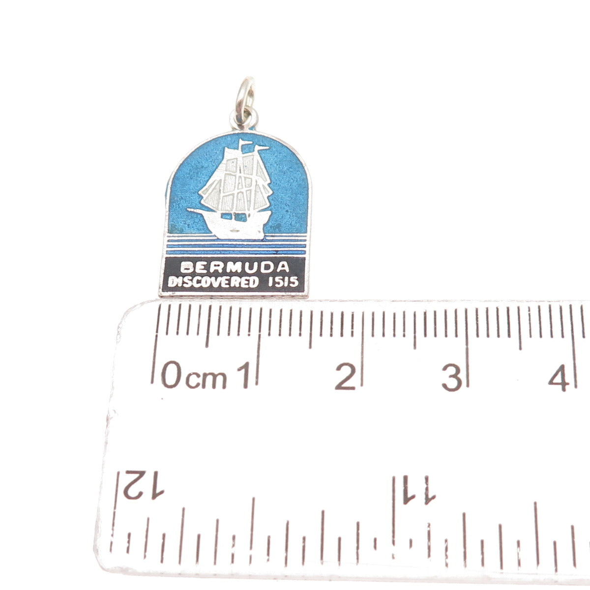 BREADNER CO. 925 Sterling Silver Vintage Enamel Bermuda Ship Mini Charm Pendant