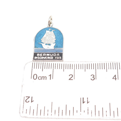 BREADNER CO. 925 Sterling Silver Vintage Enamel Bermuda Ship Mini Charm Pendant