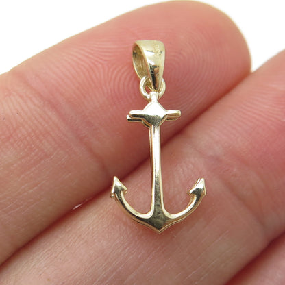 14K Yellow Gold Anchor Minimalist Charm Pendant