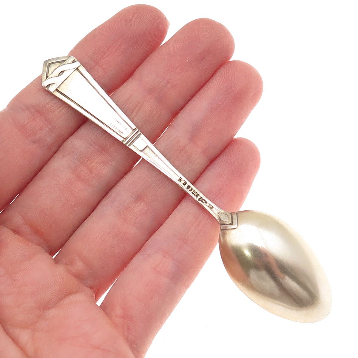 800 Silver Gold Plated Antique Art Deco Germany Enamel Versailles Teaspoon