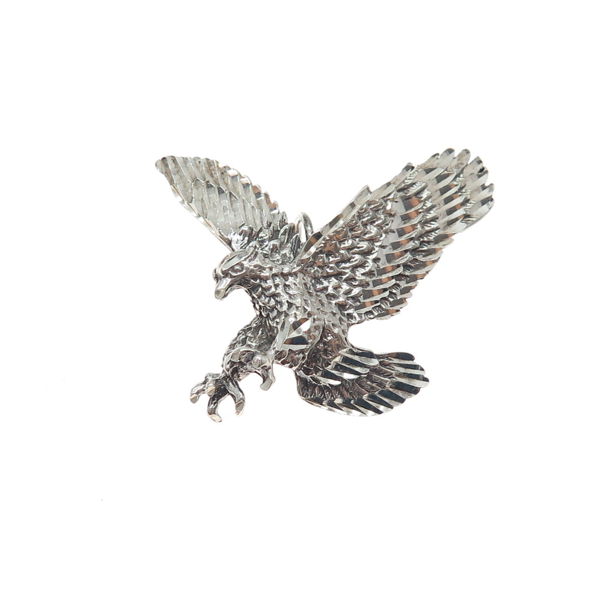 925 Sterling Silver Vintage American Eagle Oxidized Slide Charm Pendant