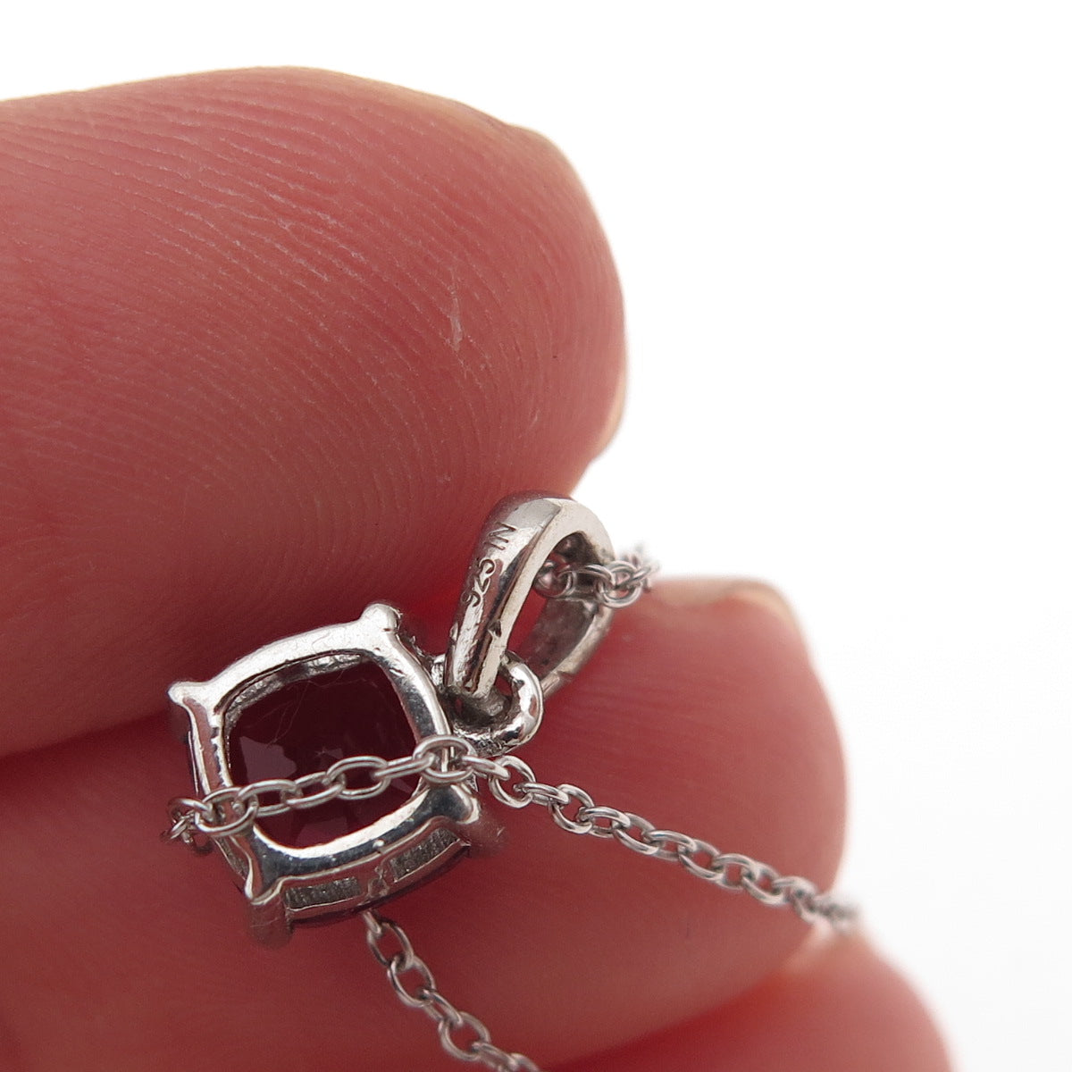 925 Sterling Silver Cushion-Cut Purple C Z Cable Chain Necklace 18"