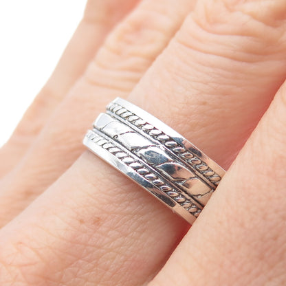 925 Sterling Silver Vintage Roped Oxidized Band Ring Size 8.75