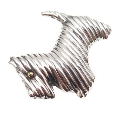 Laton 925 Sterling 2-Tone Vintage Mexico Scottish Terrier Pin Brooch / Pendant