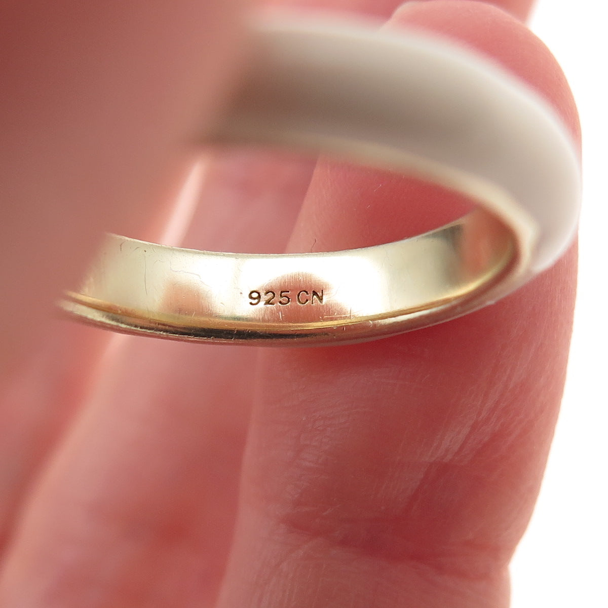 La Soula 925 Sterling Silver Gold Plated Enamel Real Diamond Band Ring Size 7.25