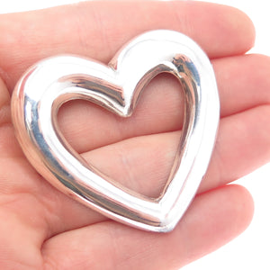 925 Sterling Silver Vintage Open Heart Pin Brooch
