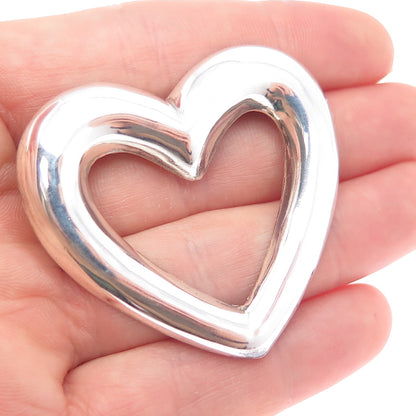 925 Sterling Silver Vintage Open Heart Pin Brooch