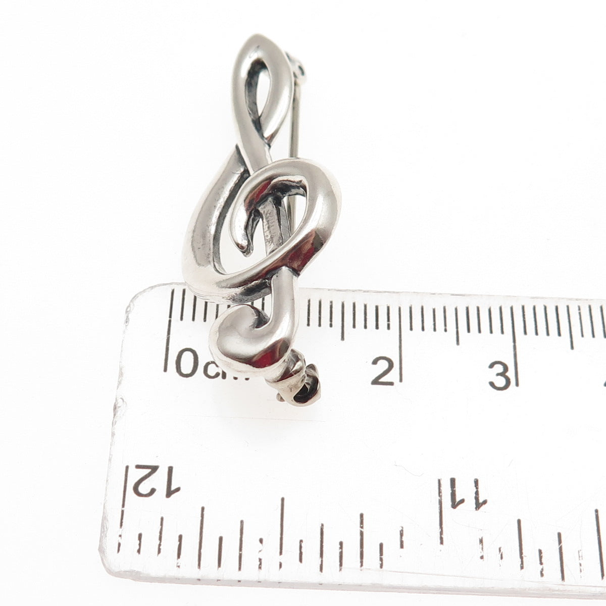 SHUBE 925 Sterling Silver Vintage Treble Clef Oxidized Pin Brooch