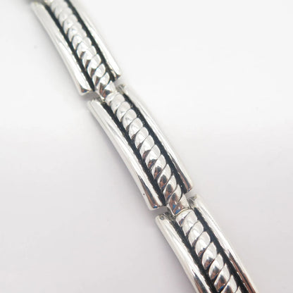 925 Sterling Silver Vintage Twisted Panel Link Bracelet 7 1/4"