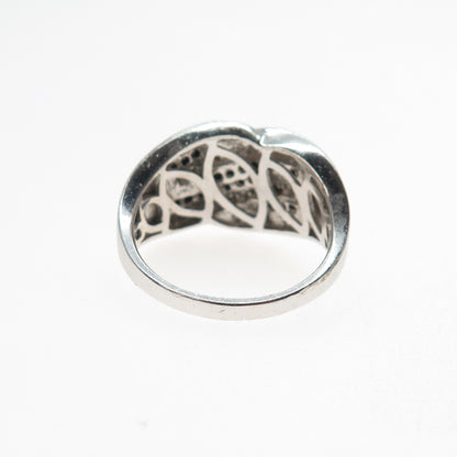 925 Sterling Silver Real Round-Cut Black & White Diamond Ring Size 7