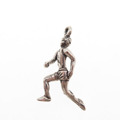 Sunwest 925 Sterling Silver Vintage Marathon Runner Oxidized 3D Charm Pendant