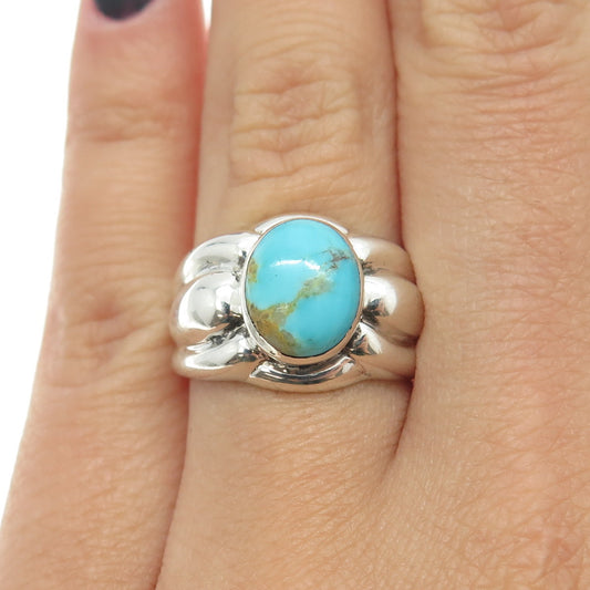 MORNING SUN 925 Sterling Silver Vintage Real Turquoise Ring Size 7