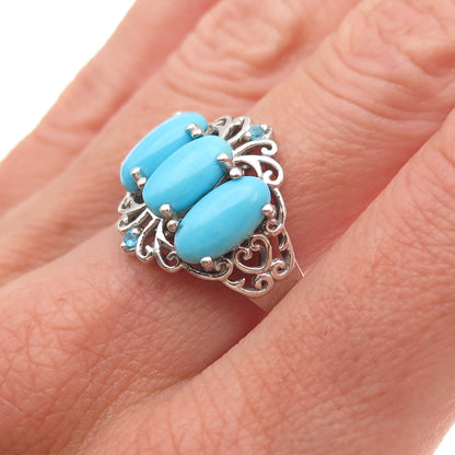 Chuck Clemency 925 Sterling Silver Real Turquoise & Apatite Ring Size 8