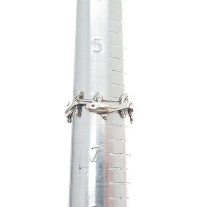 925 Sterling Silver Vintage Dolphin Oxidized All Around Band Ring Size 6.25