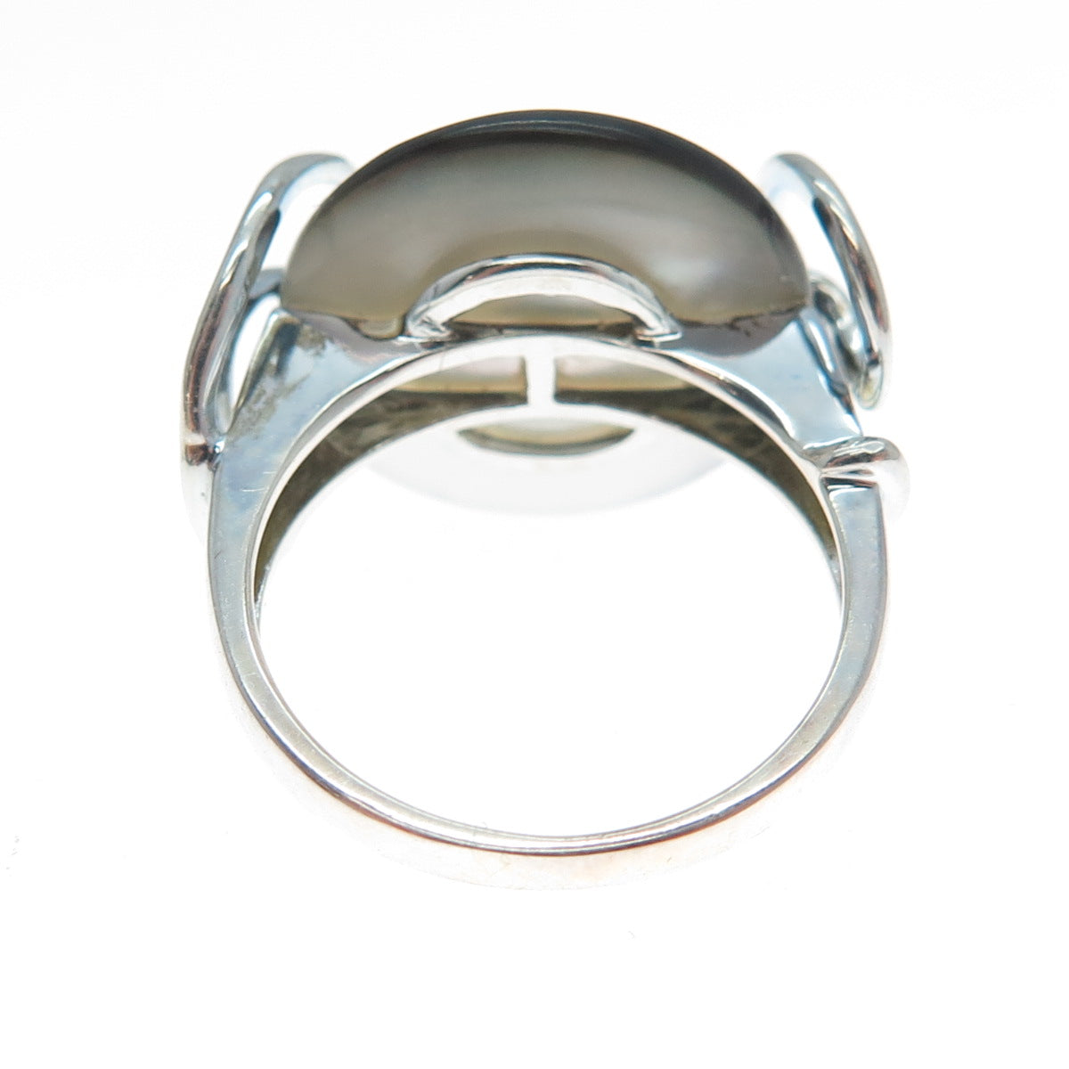 ROSS SIMONS 925 Sterling Silver Vintage Real Abalone Shell Spiral Ring Size 5