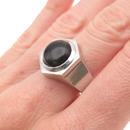 Mateo 925 Sterling Silver Vintage Real Black Onyx Modernist Ring Size 10.25
