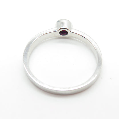 925 Sterling Silver Pink Round-Cut Shaped C Z Ring Size 7