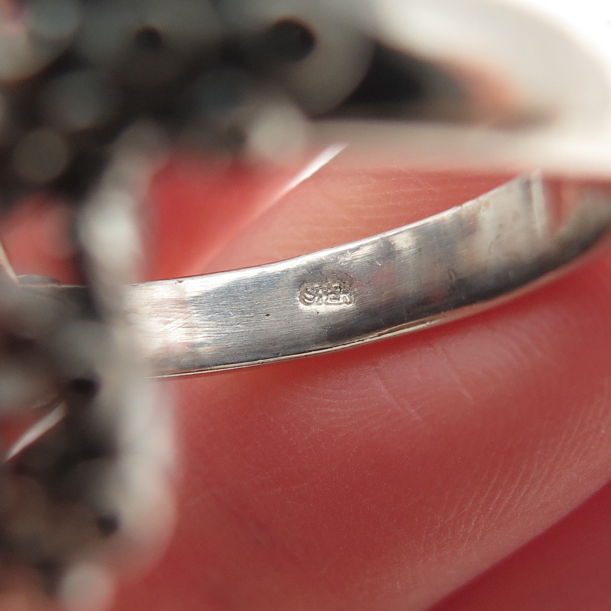 925 Sterling Silver Vintage Real Sapphire Octopus Oxidized Ring Size 8.25
