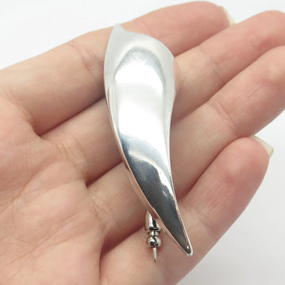 925 Sterling Silver Vintage Fang Lapel Pin