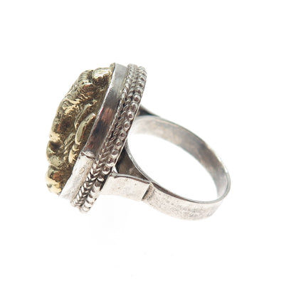 925 Sterling Silver 2-Tone Vintage Jaya Ganesha Elephant Ring Size 7.25