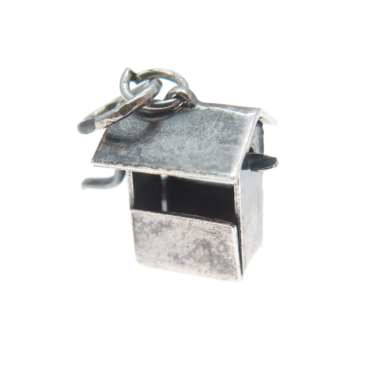 925 Sterling Silver Vintage Mexico Water Well Minimalist 3D Charm Pendant