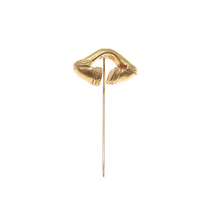 Gold Filled Vintage Horse Hoof For Good Luck Lapel Pin
