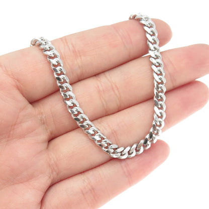 925 Sterling Silver Italy Cuban Chain Necklace 16"