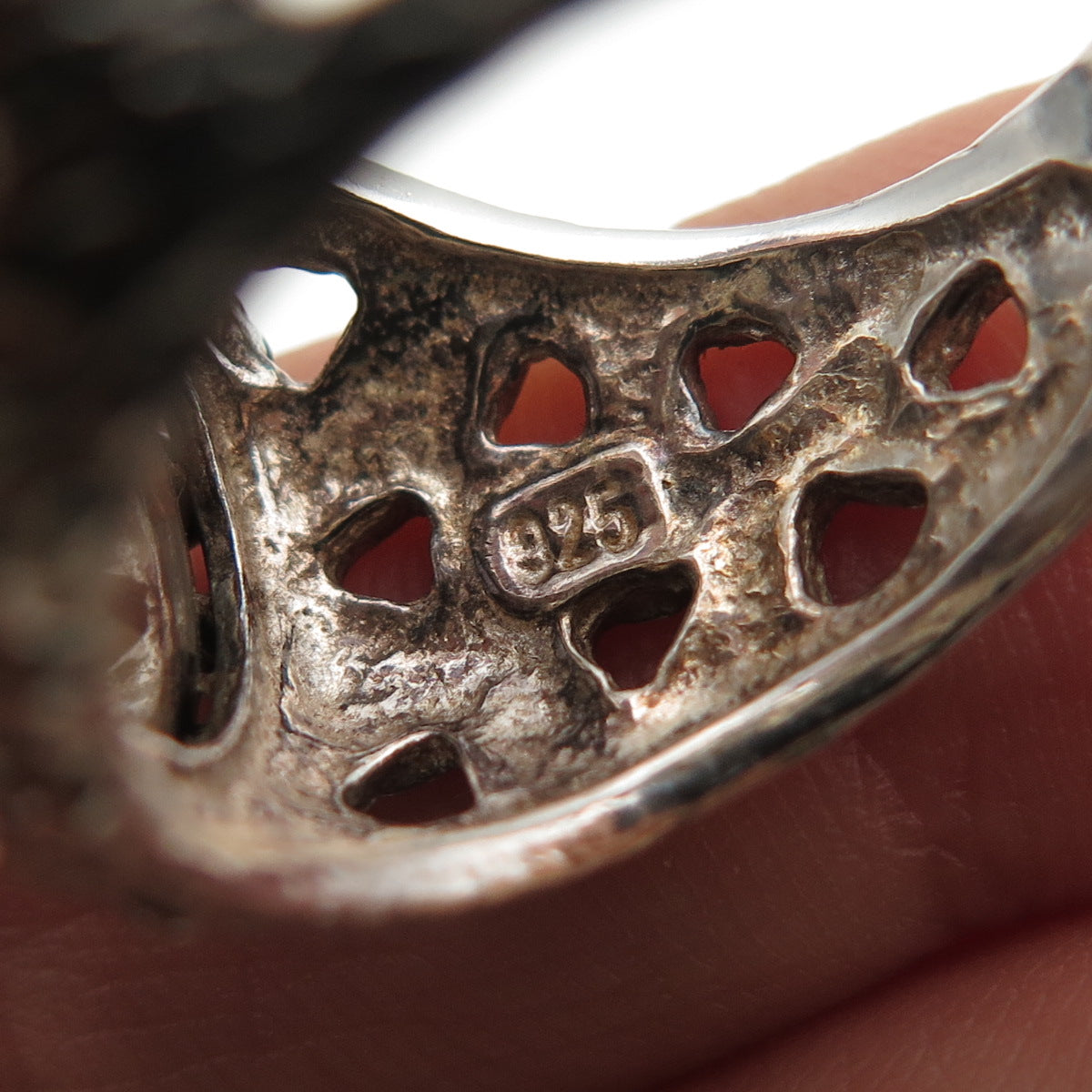 925 Sterling Silver Vintage Israel Real Smoky Quartz Modernist Ring Size 6.25