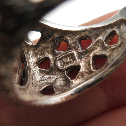 925 Sterling Silver Vintage Israel Real Smoky Quartz Modernist Ring Size 6.25