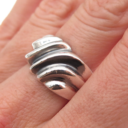 Chapal Zenray 925 Sterling Silver Vintage Modernist Oxidized Ring Size 7.5