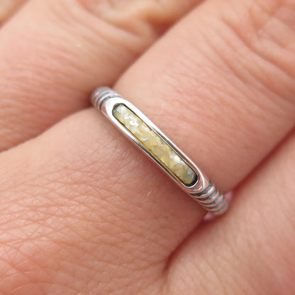 CAROLYN POLLACK Old Pawn Sterling Silver Vintage MOP Inlay Stackable Ring Size 8
