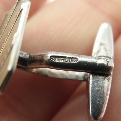 925 Sterling Silver 2-Tone Vintage Germany Ribbed Cufflinks