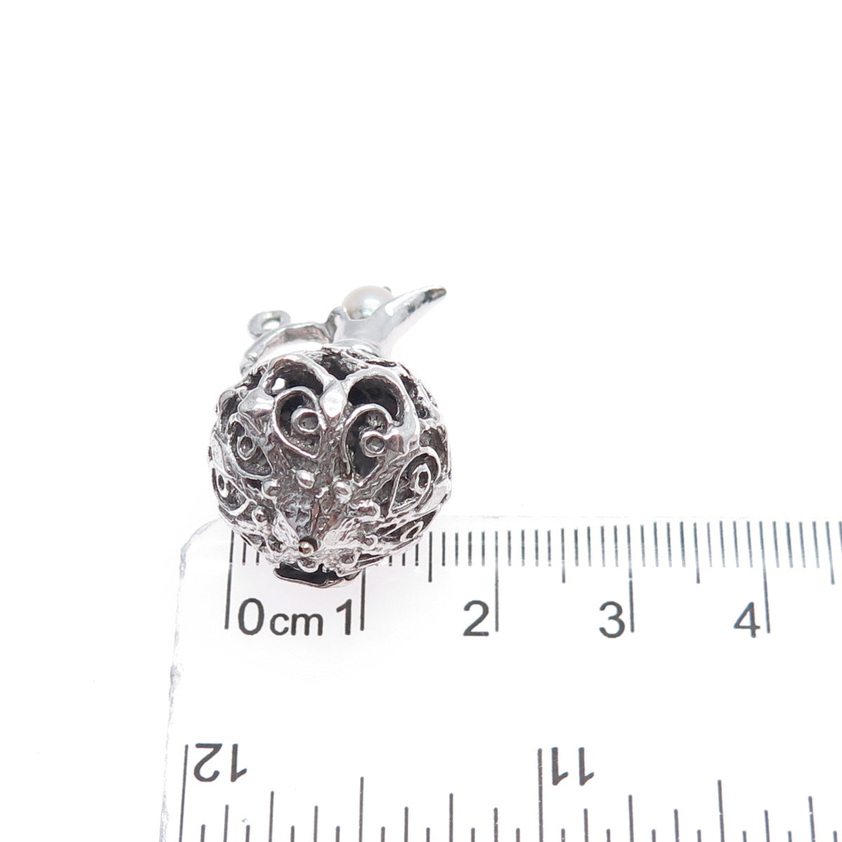 925 Sterling Silver Antique Art Deco Real Pearl Pitcher 3D Charm Pendant