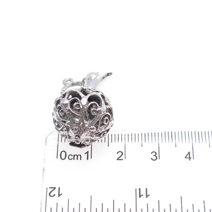 925 Sterling Silver Antique Art Deco Real Pearl Pitcher 3D Charm Pendant