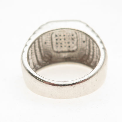 925 Sterling Silver Real Round-Cut Diamond Ring Size 10