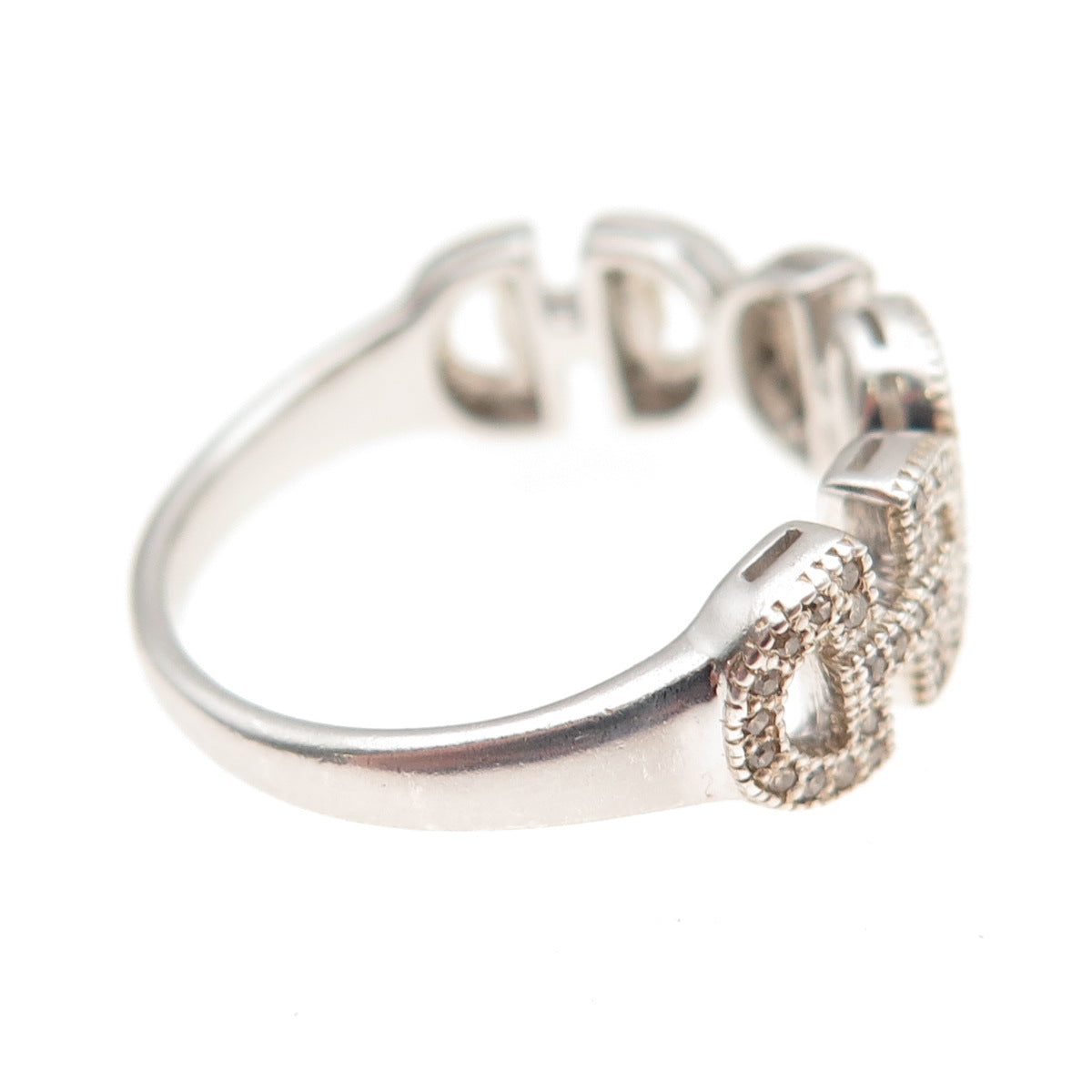 925 Sterling Silver Real Champagne Diamond Anchor Link Ring Size 8