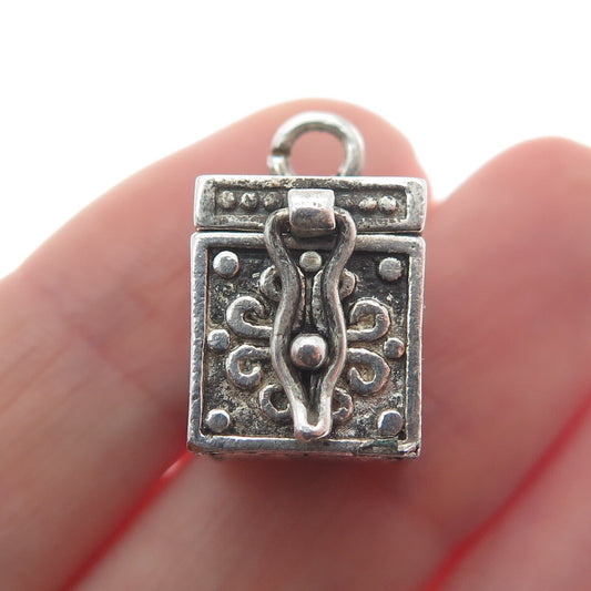 AVON 925 Sterling Silver Vintage Oxidized Minimalist Pill Box Charm Pendant