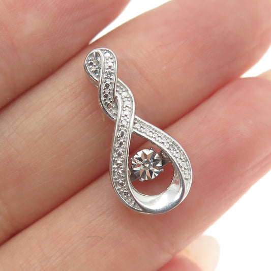 925 Sterling Silver Real Round-Cut Diamond Twisted Infinity Slide Pendant