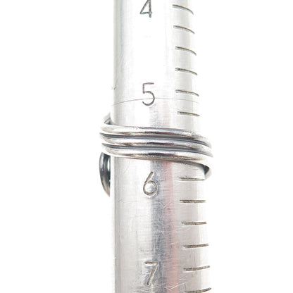 925 Sterling Silver Vintage Modernist Swirl Oxidized Ring Size 5.75