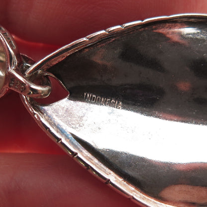 Elizabeth Rand Sterling Silver Vintage Modernist Petal Oxidized Dangle Earrings