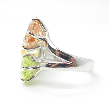 925 Sterling Silver Multi-Color C Z Ring Size 8.25