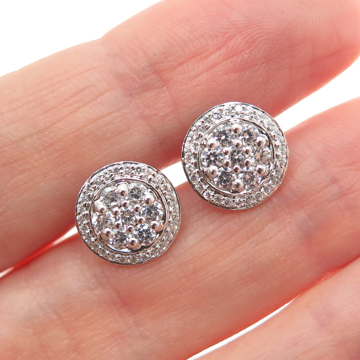 925 Sterling Silver Round-Cut C Z Sparkle Stud Earrings