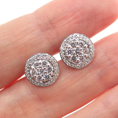 925 Sterling Silver Round-Cut C Z Sparkle Stud Earrings