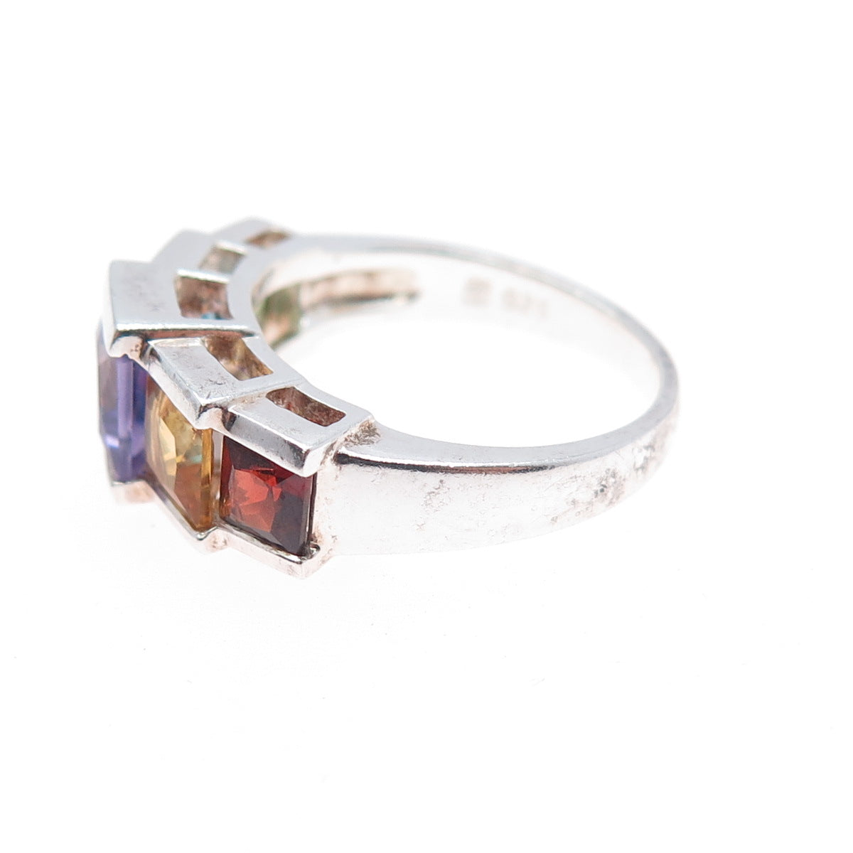 MICHELLE ALBALA 925 Sterling Silver Vintage Real Multi-Gem Ring Size 7.25