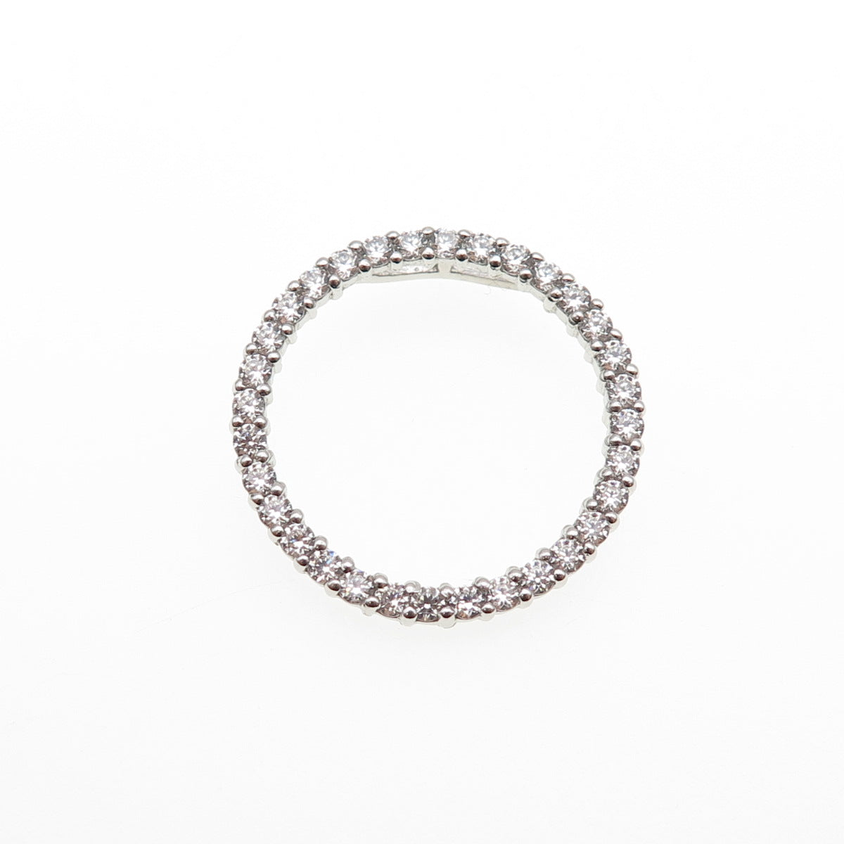 925 Sterling Silver Round-Cut C Z Circle of Life Mini Slide Charm Pendant