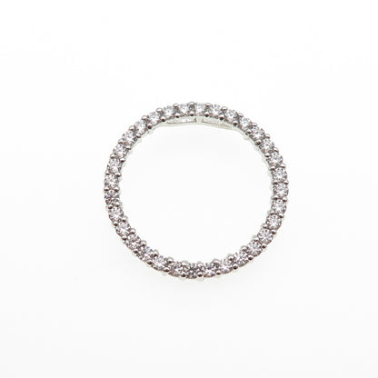925 Sterling Silver Round-Cut C Z Circle of Life Mini Slide Charm Pendant