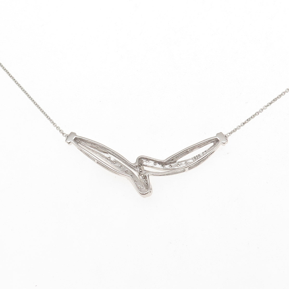 925 Sterling Silver C Z Twisted Pendant Cable Chain Necklace 16"